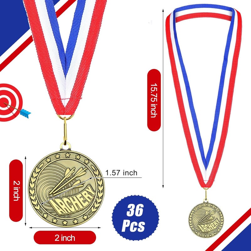 Equsion 36 Pcs 2'' Gold Medals Bulk Volleyball Football Basketball Soccer Baseball Archery Dink Ball Cheer Track Bowling Awards Medals with Ribbons for Sports Participation Winner Gift - Image 2